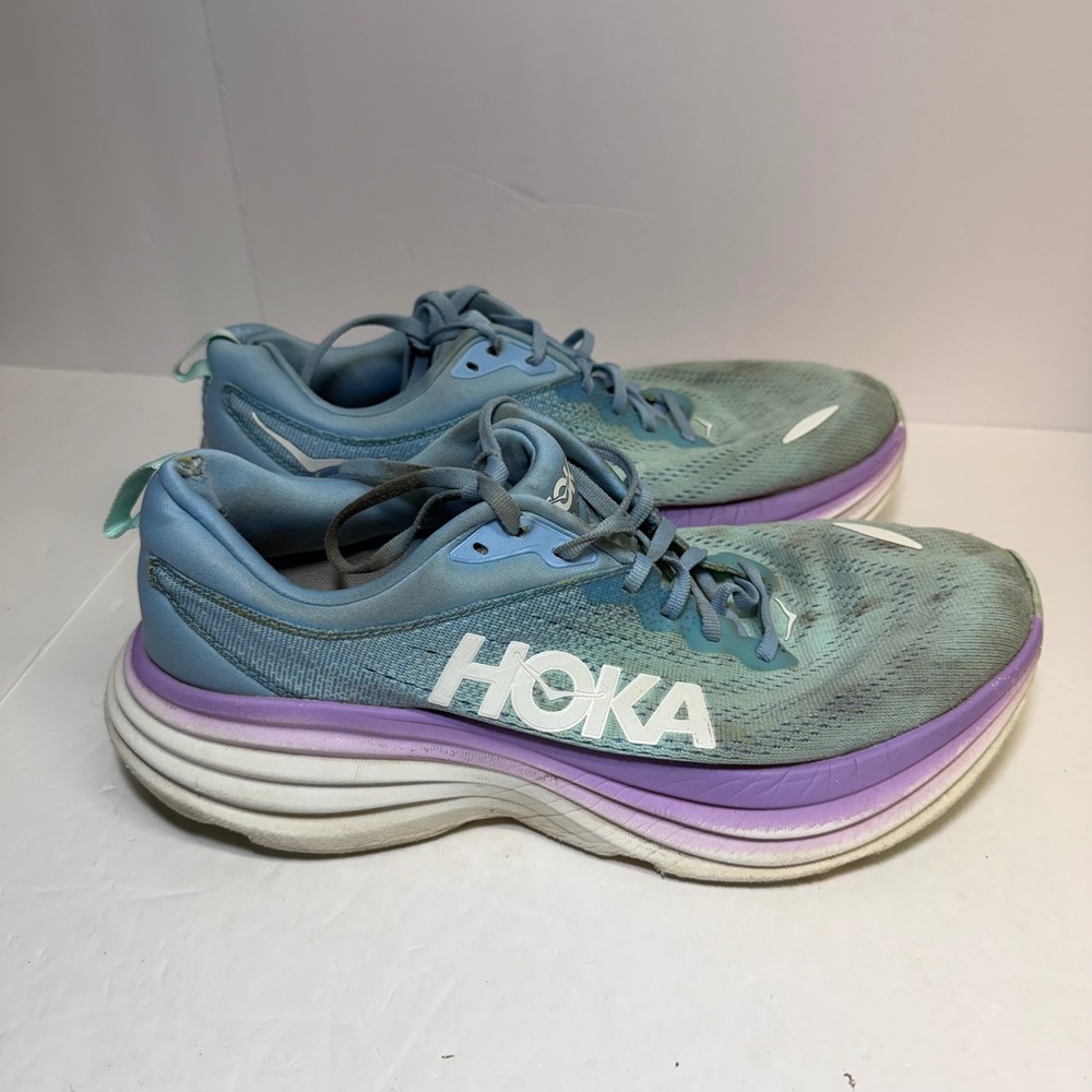 Hoka Bondi 8 Womens 11 Wide Running Shoes Airy Blue Sunlit Ocean 1127954 ABSO